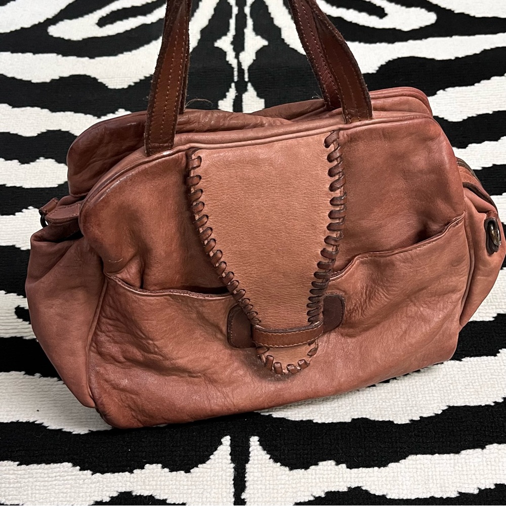 Toscani Boho Leather Satchel Handbag Purse